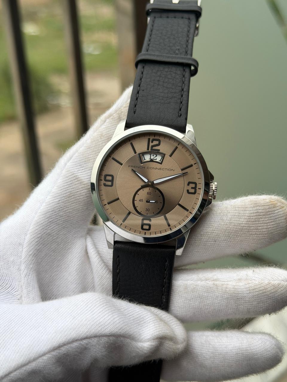 ❤️🔥French Connection Big Date Smoked Grey Dial Quartz Movt 42'mm
