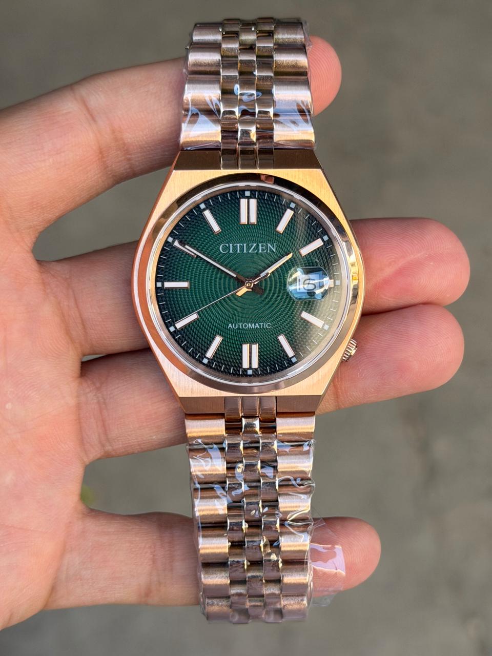 🇯🇵Citizen Tsuyosa Automatic Rosegold Case 40'mm Size Crispy Waffle Green Dial