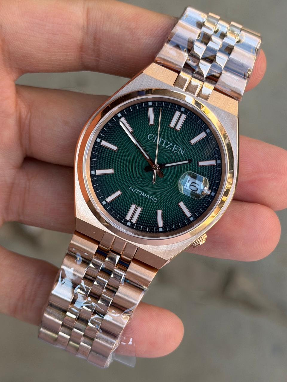 🇯🇵Citizen Tsuyosa Automatic Rosegold Case 40'mm Size Crispy Waffle Green Dial